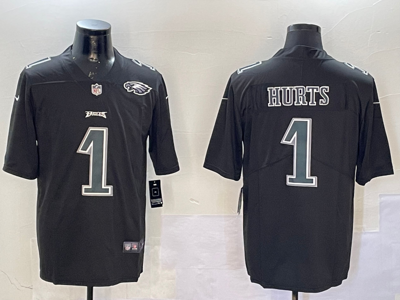 Men Philadelphia Eagles 1 Hurts black2025 Nike NFL jersey style 2